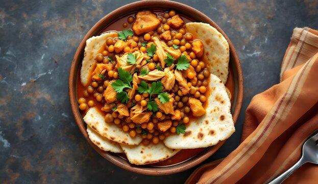 Rfissa &ndash; Algerian Chicken and Lentils Stew with Flatbread (Algerian Cuisine)
