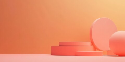 Abstract geometric shapes in soft peach tones on a minimalistic background.