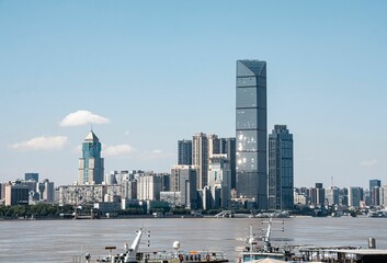 Modern skyscrapes along the Yangtze River in Wuhan, China
