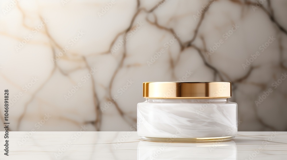 Poster elegant marble jar on a stylish countertop with soft lighting in a modern setting