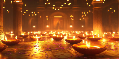 Obraz premium Candle Indian Festive Spirit: Turmeric, Marigolds, and Happiness