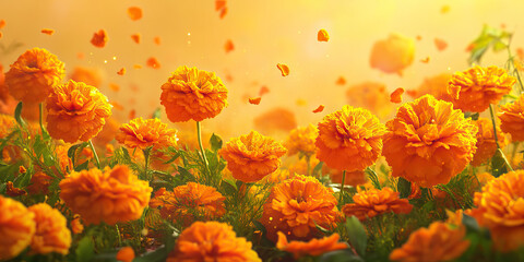 Fototapeta premium Bowl Indian Festive Spirit: Turmeric, Marigolds, and Happiness