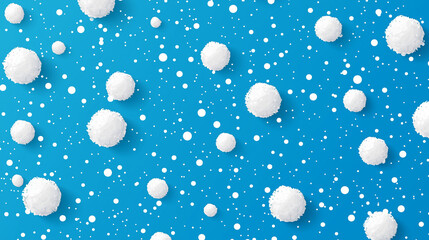 Abstract Winter Snowball Pattern - Blue Background