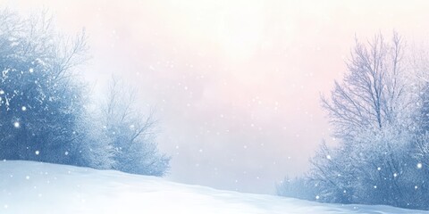 Fototapeta premium Serene winter landscape with soft snow and tranquil forest, white isolated background.