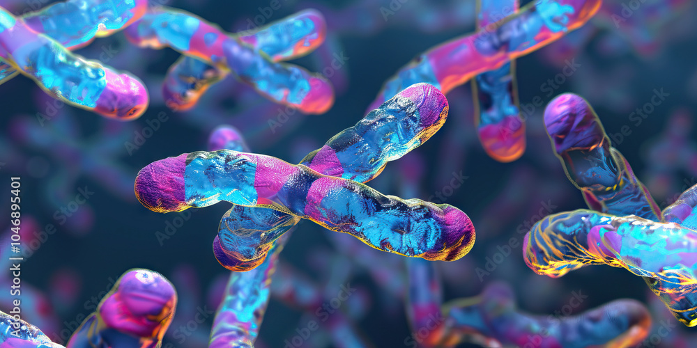 Poster a striking image of translucent chromosomes, featuring prominently the bands that determine an indiv
