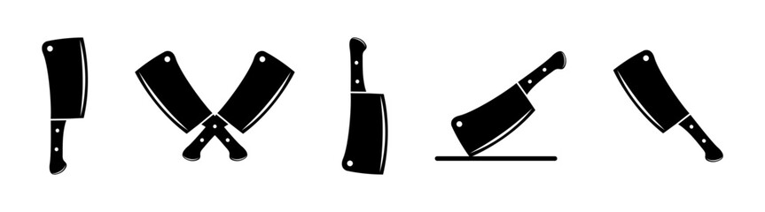 set of black silhouettes of knives