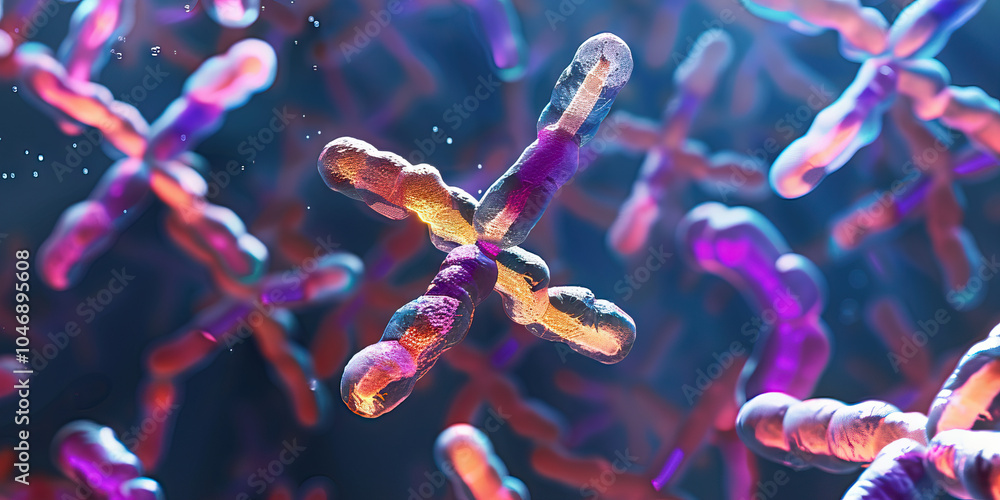 Poster a striking image of translucent chromosomes, featuring prominently the bands that determine an indiv