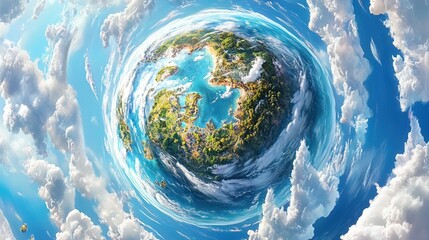 Fototapeta premium A Whimsical View of Earth from Above the Clouds