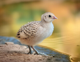 Obraz premium Female Pheasant Chick Close To A Pond