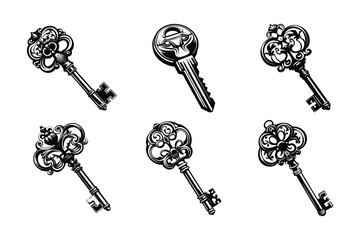 Key icon bundle set in creative silhouette style vector