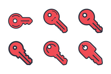 Key icon bundle set in creative silhouette style vector