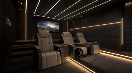 Fototapeta premium a modern home theater with a high-resolution LED
