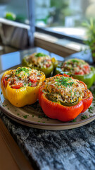 Delicious-looking dish of stuffed bell peppers