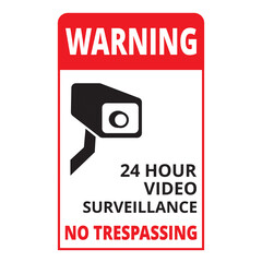 Naklejka premium 24 hour video surveillance banner on a white background