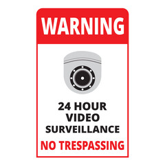 24 hour video surveillance banner on a white background