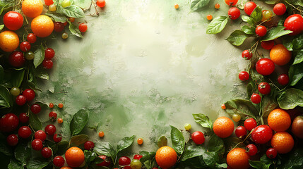 Image of fruits on a green background,The design should use bold typography to highlight the theme of free speech or healthy eating against a white space.