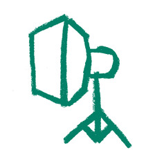 Studio Softbox Light Icon Crayon Chalk Drawing Vector