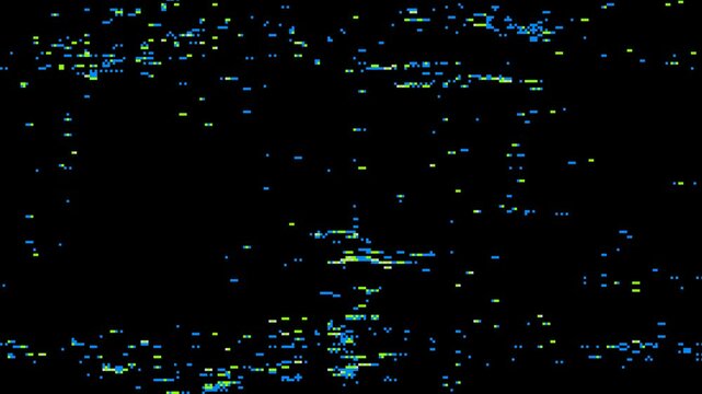 Abstract pixel retro 8bit glitch noise static, square black and green animated retro video game pixelated background, seamless looped vj pattern overlay texture