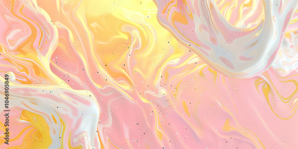 Poster an abstract representation of microscopic dna, with swirling patterns of white and yellow against a 