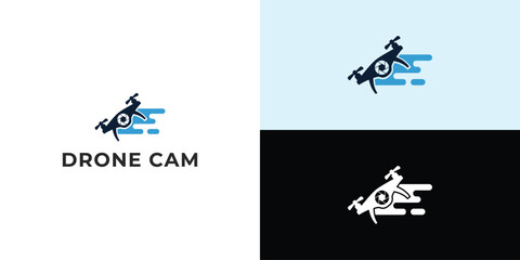 Drone Helicopter Camera Lens Photography logo. Drone with Camera Shutter or aperture logo.