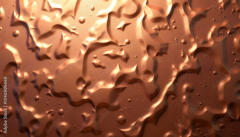 Poster unique copper texture with dynamic curves and raised patterns reflecting warm light