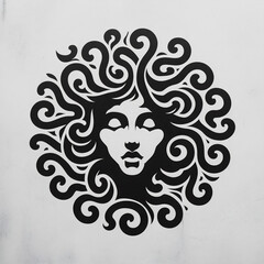 Sketch of graffiti, logo or tattoo Head of Medusa Gorgon, a character from ancient Greek legends
