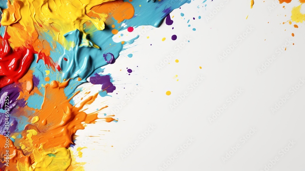 Poster colorful splashes of paint create an artistic backdrop for creative expression in a studio