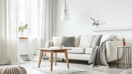 A contemporary minimalist living space adorned with a pristine white canvas setting, Featuring carefully curated furnishings for a clean and modern aesthetic