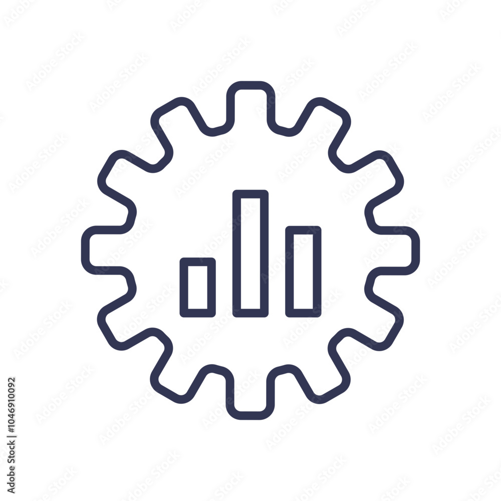 Poster gear with bar chart symbolizes data extraction and analysis technologies.