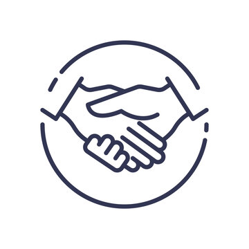 recommend clip art: Line art of a handshake symbolizing partnership and collaboration.