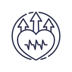 Heart with arrows and heartbeat line symbolizing passion and drive.