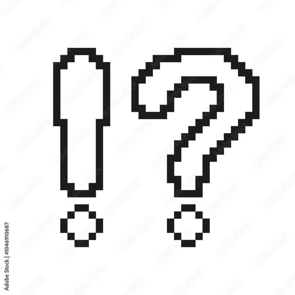 Poster pixel art exclamation and question mark icon. pixelated design of exclamation and question mark. iso