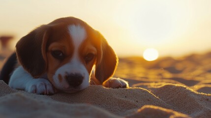 Beagle Puppy Sunset.