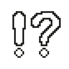 Fototapeta premium Pixel Art Exclamation And Question Mark Icon. Pixelated Design of Exclamation And Question Mark. Isolated Vector Illustration