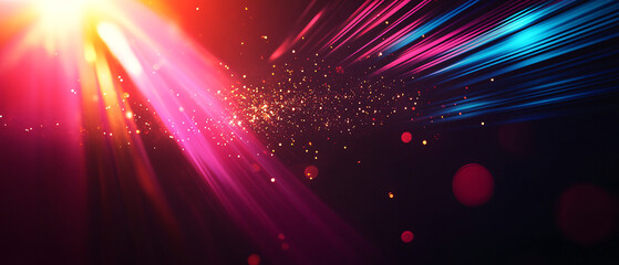 Obraz premium Abstract Light Rays and Glowing Particles on a Dark Background