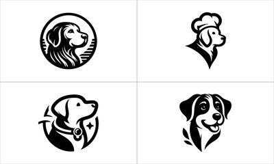 Set of Dog Head Logo Design Icon Symbol Vector Illustration.