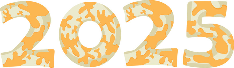 design 2025 for the new year with an animal pattern, namely a white boa with yellow spots, vector