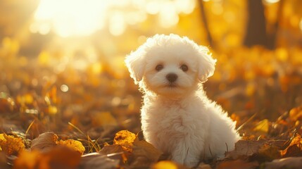 Puppy in Autumn Leaves.