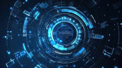 Fototapeta premium Abstract Futuristic Digital Interface with Blue and Black Colors