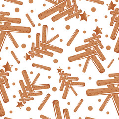 
seamless pattern with a stylized Christmas tree made of toasted rye crackers and a star on top for various holiday posters or designs