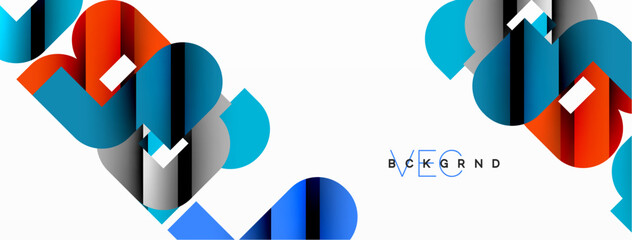 Abstract background. Colorful geometric curve shapes with black shadow lines effects