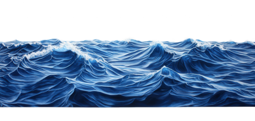 Artistic Blue Waves with Flowing Texture, on transparent background