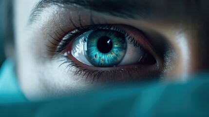 Fototapeta premium Close-up of a doctor's hopeful eyes.