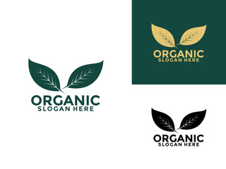 Nature leave logo minimalist design green eco concept design, Organic Leaf Logo design vector