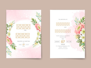 hand painted chrysanthemum wedding invitation card template