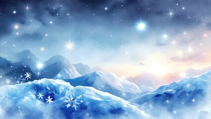 Naklejka premium Winter Christmas horizon with crystal icy and dream background mountain landscape