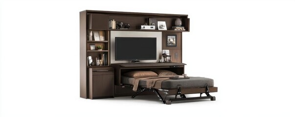 Stylish wall unit featuring a bed and storage, perfect for maximizing space in modern living areas or small apartments.
