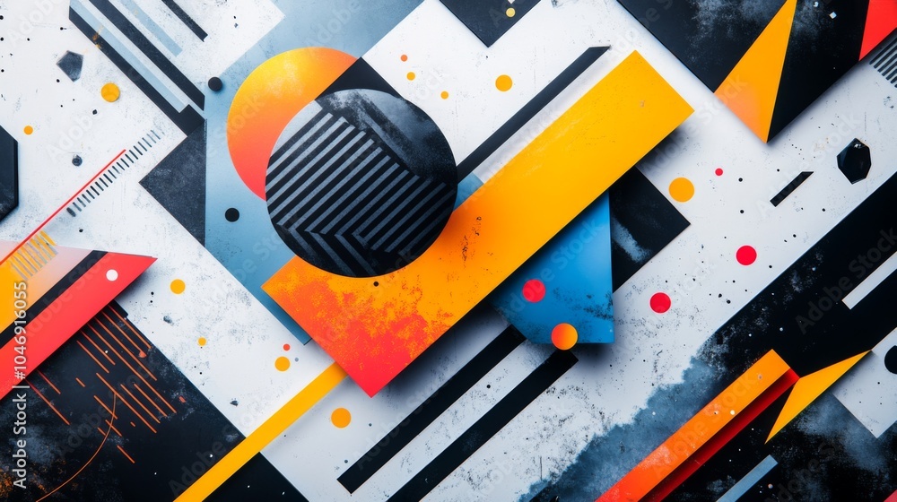 Poster colorful geometric shapes with abstract patterns and textures