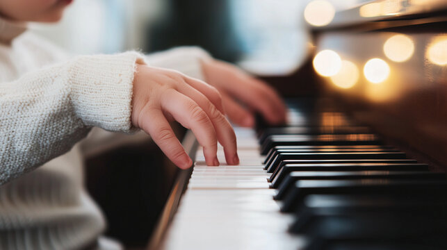 Grandmother Teaching Grandchild Piano Lessons