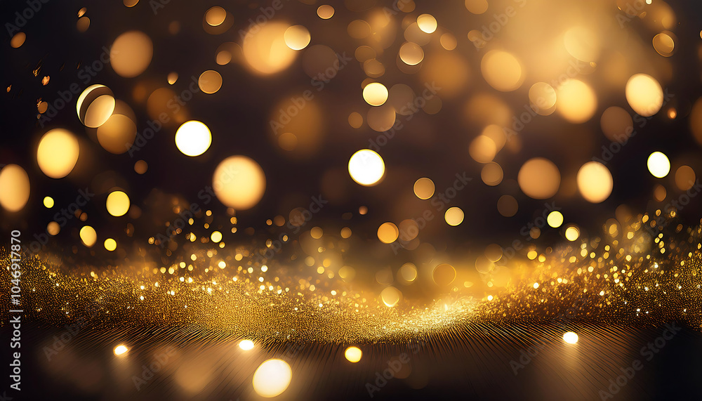 Aufkleber Abstract festive textures with golden bokeh particles on a dark background have a beautiful_1(130)
